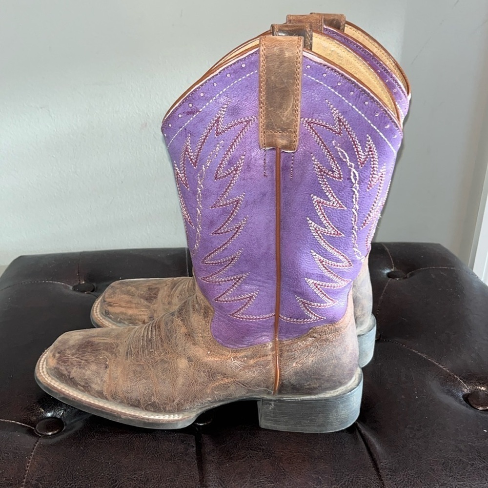 Shyanne women purple burnish western cowgirl boots brown purple square toe 7M - Picture 6 of 13
